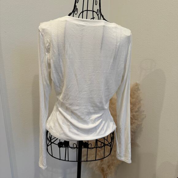 Lululemon Side-Cinch Ribbed Cardigan Bone Size 4 Long Sleeve Minimalist Cropped - Picture 7 of 10